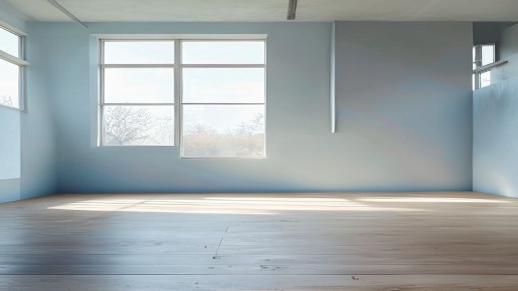 Lichte trainingsruimte met natuurlijk licht en houten vloer